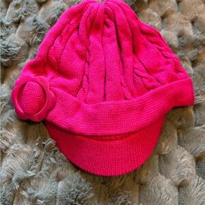 Gymboree New Kids Pink Knit Cap with Flower Accent
